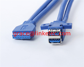 Китай Panel Mount Super speed USB3.0 double AF port to 20pin cable поставщик