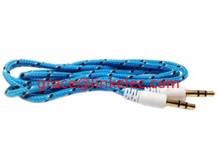 Китай 1m length nylon braided 3.5mm aux audio cable поставщик