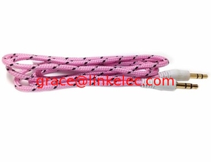 Китай Fabric braided wire Car aux cable 3.5mm male to 3.5mm male поставщик