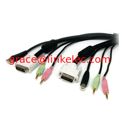 Китай 6 ft 4 in1 USB DVI KVM Cable with Audio and Microphone поставщик
